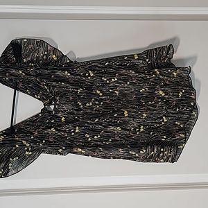 Black sheer top with floral print